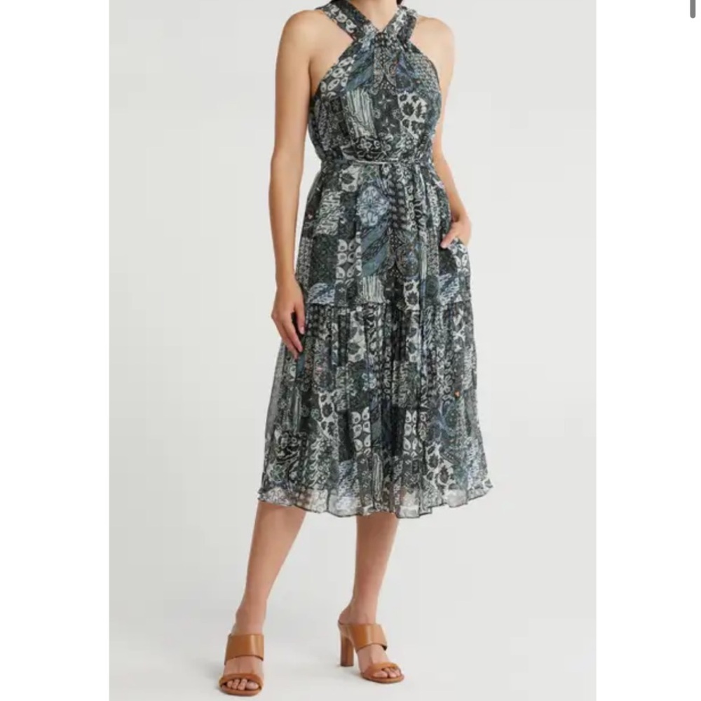Joie Halter Neck Silk Midi Dress